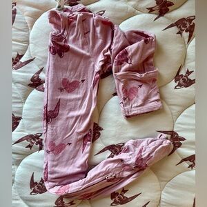 Kate Quinn Pink Bird Pattern Kids Footie